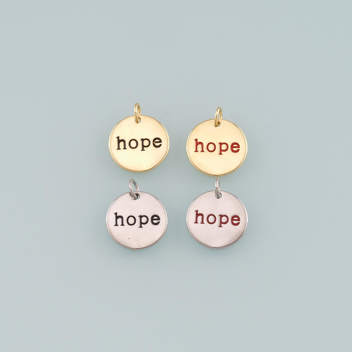 Gold letter Charms,18K Gold Filled Hope Pendant,Enamel Hope Charm Bracelet Necklace for DIY Jewelry Making Supply