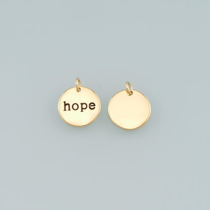 Gold letter Charms,18K Gold Filled Hope Pendant,Enamel Hope Charm Bracelet Necklace for DIY Jewelry Making Supply