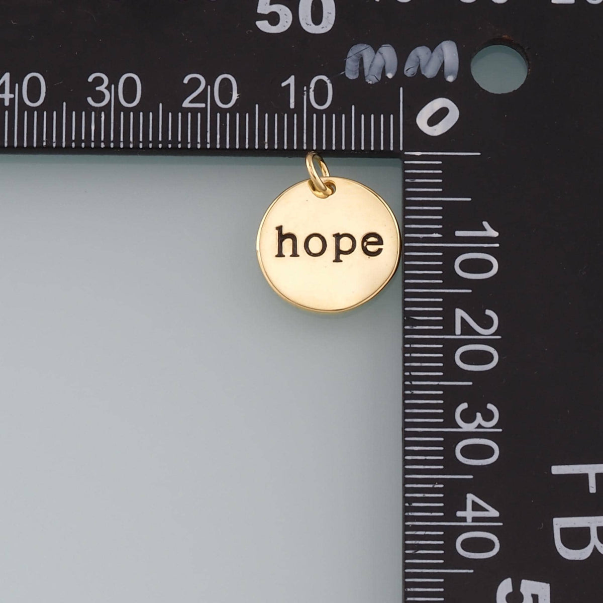 Gold letter Charms,18K Gold Filled Hope Pendant,Enamel Hope Charm Bracelet Necklace for DIY Jewelry Making Supply