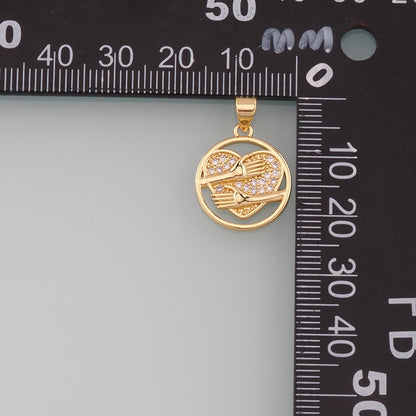 Gold Embrace Charm,18K Gold Filled Heart Pendant,CZ Micro Pave Embrace Charm Bracelet Necklace for DIY Jewelry Making Supply