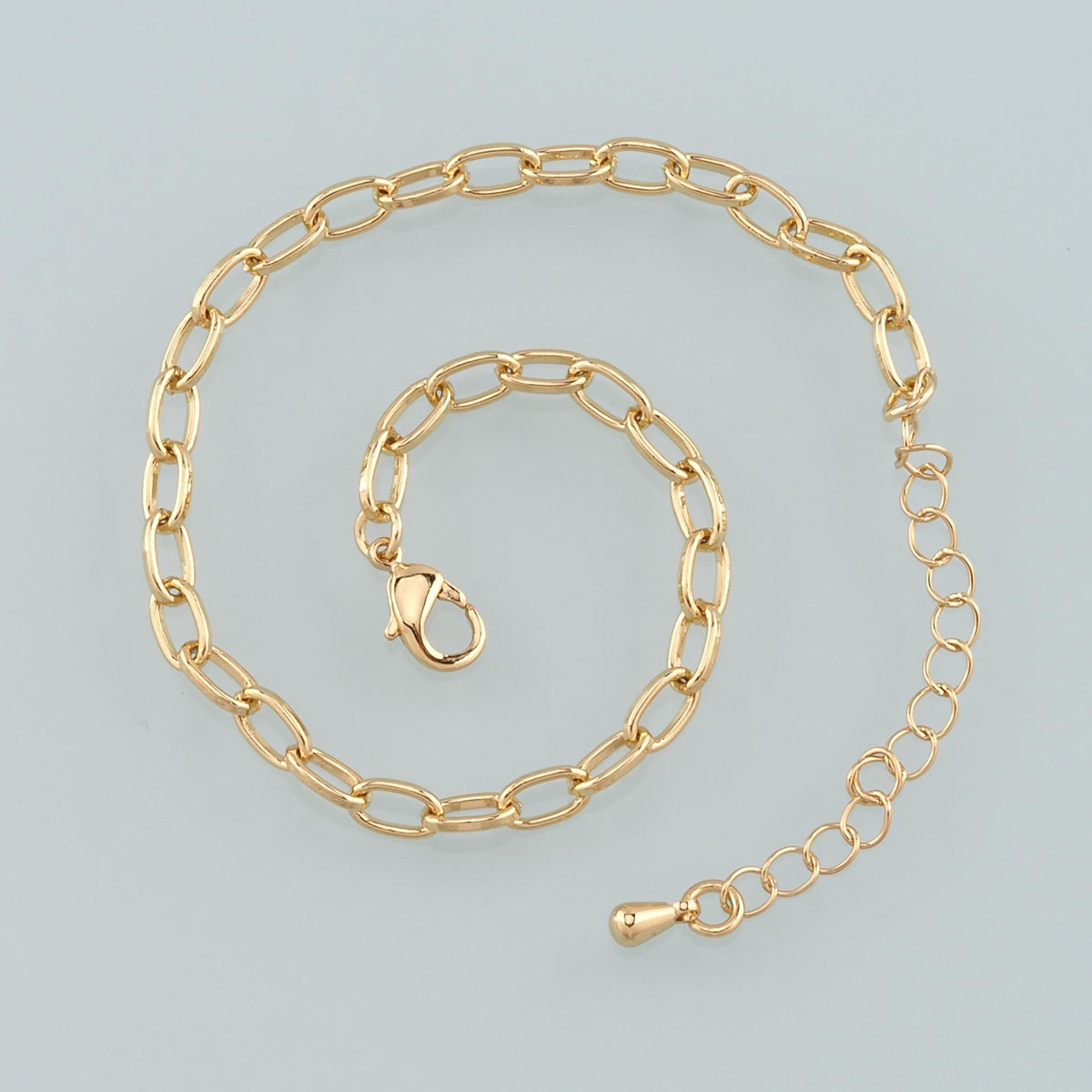 Gold Adjustable Chain,18K Gold Filled Oval Bracelet,Semi Finished Bracelets,Bracelets for Jewelry Making