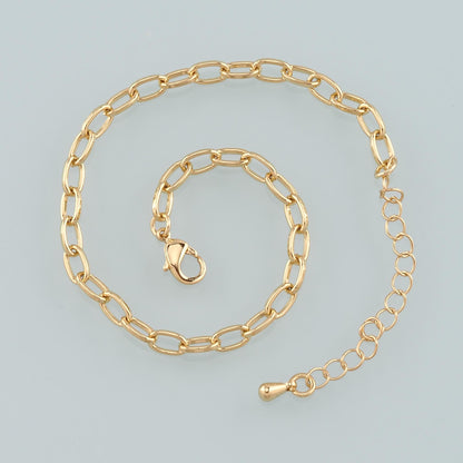 Gold Adjustable Chain,18K Gold Filled Oval Bracelet,Semi Finished Bracelets,Bracelets for Jewelry Making