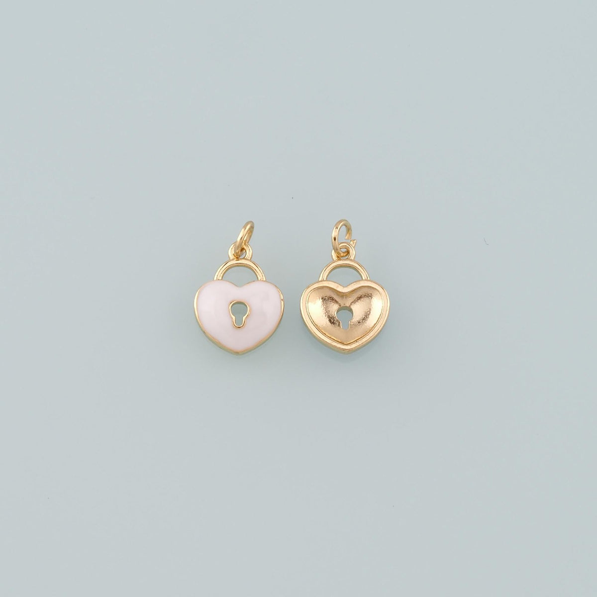 Gold Key Lock Charms,18K Gold Filled Lock Pendant,Enamel Heart Lock Charm Bracelet Necklace for DIY Jewelry Making Supply