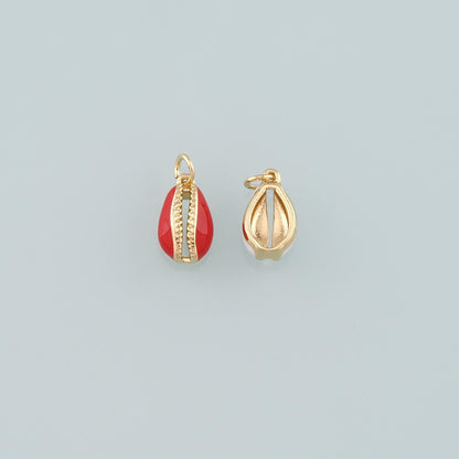 18K Gold Filled Shell Enamel Charm Pendant for Jewelry Making