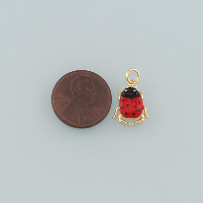Gold Beetle Charms,18K Gold Filled Beetle Pendant,Enamel Insect Charm Bracelet Necklace for DIY Jewelry Making Supply