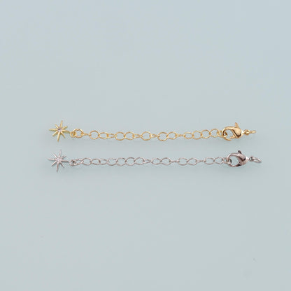 18K Gold Filled Star Chain Extender for Necklace Bracelet Supply Component Findings Extenders Lobster Claw Clasps with Gold E