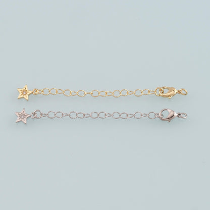 18K Gold Filled Star Chain Extender for Necklace Bracelet Supply Component Findings Extenders Lobster Claw Clasps with Gold E