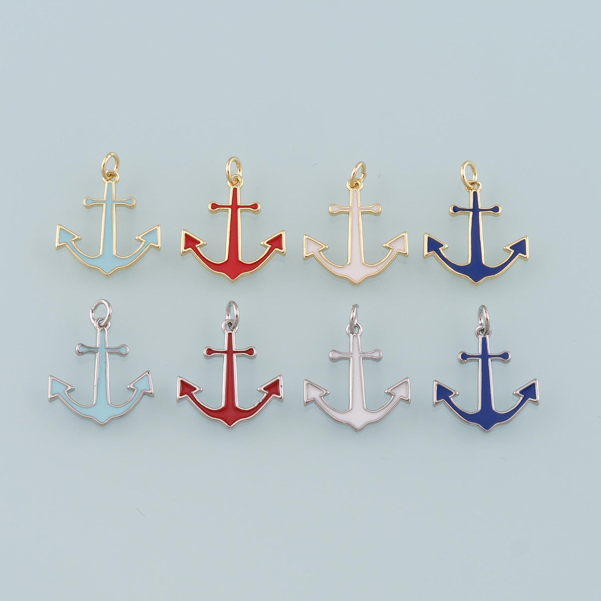 Gold Anchor Charms,18K Gold Filled Enamel Anchor Pendant Charm Bracelet Necklace for DIY Jewelry Making Supply
