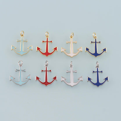 Gold Anchor Charms,18K Gold Filled Enamel Anchor Pendant Charm Bracelet Necklace for DIY Jewelry Making Supply