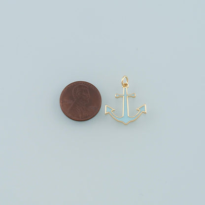 Gold Anchor Charms,18K Gold Filled Enamel Anchor Pendant Charm Bracelet Necklace for DIY Jewelry Making Supply
