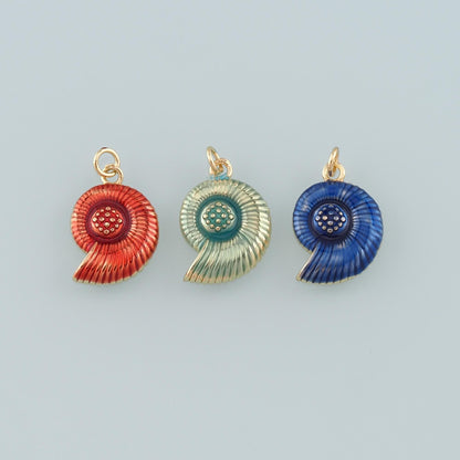 Gold Conch Charms,18K Gold Filled Conch Pendant,Enamel Conch Shell Charm Bracelet Necklace for DIY Jewelry Making Supply