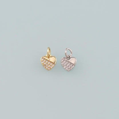 Gold Heart Charms,18K Gold Filled Heart Pendant,CZ Micro Pave Heart Charm Bracelet Necklace for DIY Jewelry Making Supply