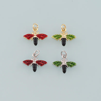 Gold Insect Charms,18K Gold Filled Bee Pendant,Enamel Bee Charm Bracelet Necklace for DIY Jewelry Making Supply