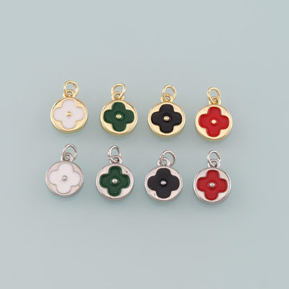 Gold Flower Charms,18K Gold Filled Flower Pendant,Enamel Flower Charm Bracelet Necklace for DIY Jewelry Making Supply