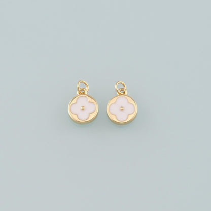 Gold Flower Charms,18K Gold Filled Flower Pendant,Enamel Flower Charm Bracelet Necklace for DIY Jewelry Making Supply