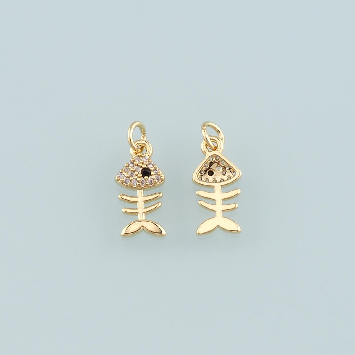 18K Gold Filled Cubic Zirconia Fish Charm Pendant for Jewelry Making