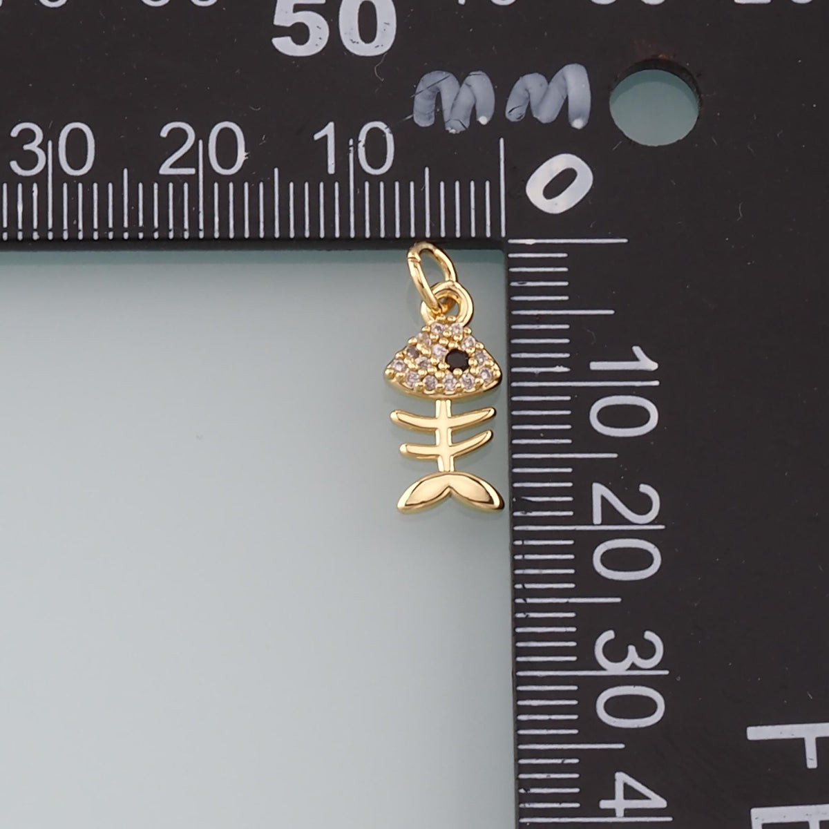 18K Gold Filled Cubic Zirconia Fish Charm Pendant for Jewelry Making