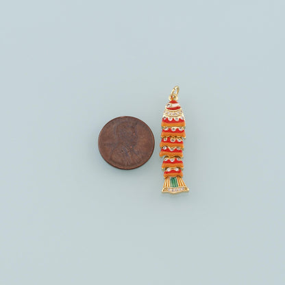 Gold Reticulated Fish Charms,18K Gold Filled Fish Pendant,Enamel Ocean Charm Bracelet Necklace for DIY Jewelry Making Supply