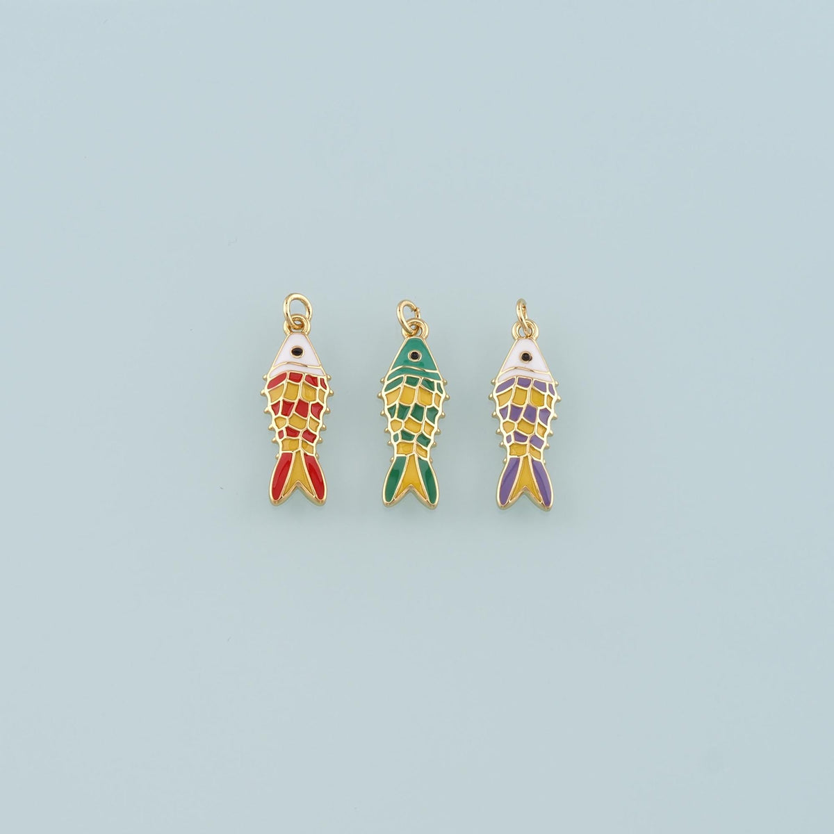 18K Gold Filled Fish Enamel Charm Pendant for Jewelry Making