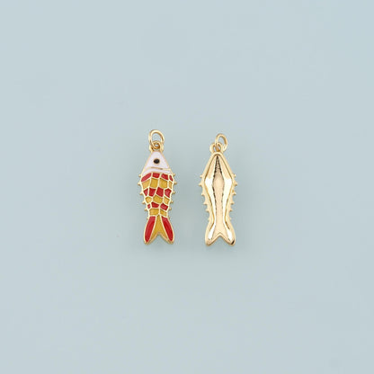 18K Gold Filled Fish Enamel Charm Pendant for Jewelry Making