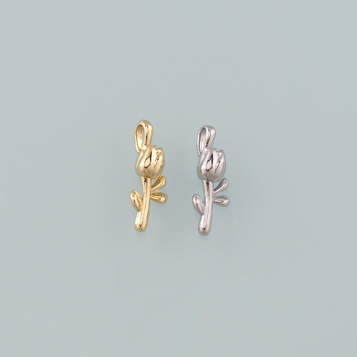 Gold Rose Charm,18K Gold Filled Rose Pendant,Flower Charm Bracelet Necklace for DIY Jewelry Making Supply