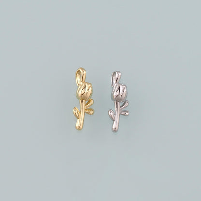 Gold Rose Charm,18K Gold Filled Rose Pendant,Flower Charm Bracelet Necklace for DIY Jewelry Making Supply