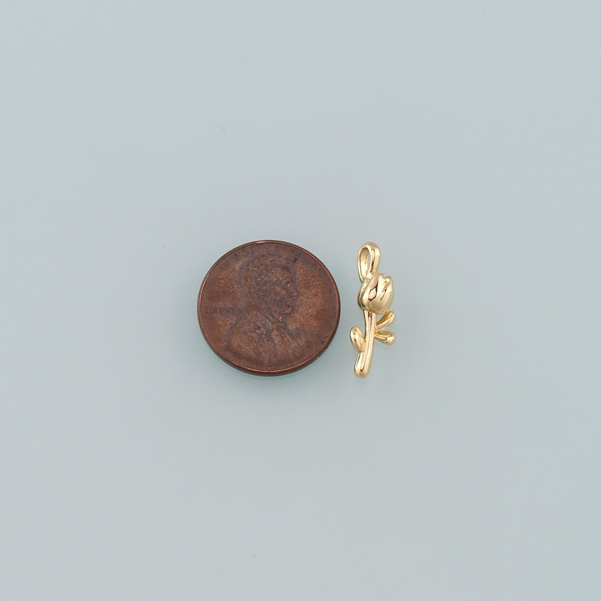 Gold Rose Charm,18K Gold Filled Rose Pendant,Flower Charm Bracelet Necklace for DIY Jewelry Making Supply