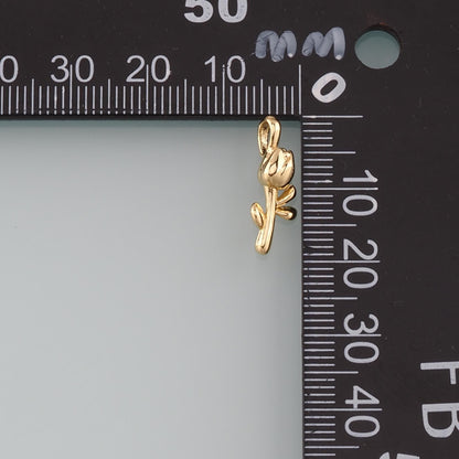 Gold Rose Charm,18K Gold Filled Rose Pendant,Flower Charm Bracelet Necklace for DIY Jewelry Making Supply