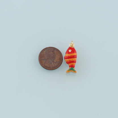 Gold Fish Charms,18K Gold Filled Fish Pendant,Enamel Ocean Charm Bracelet Necklace for DIY Jewelry Making Supply