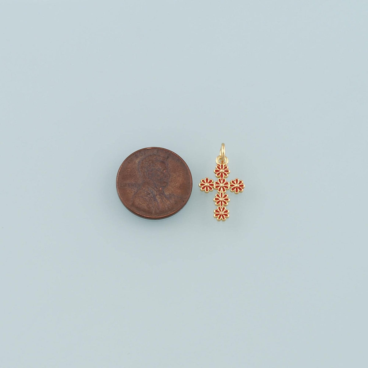 18K Gold Filled Enamel Cross Charm Pendant for Jewelry Making