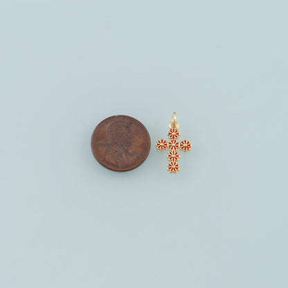 18K Gold Filled Enamel Cross Charm Pendant for Jewelry Making