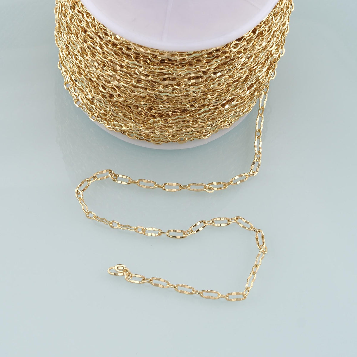 Gold Paper Clip Chain,18K Gold Filled Oval Chain for Necklace Bracelet DIY Jewelry Making Supply 8x4mm