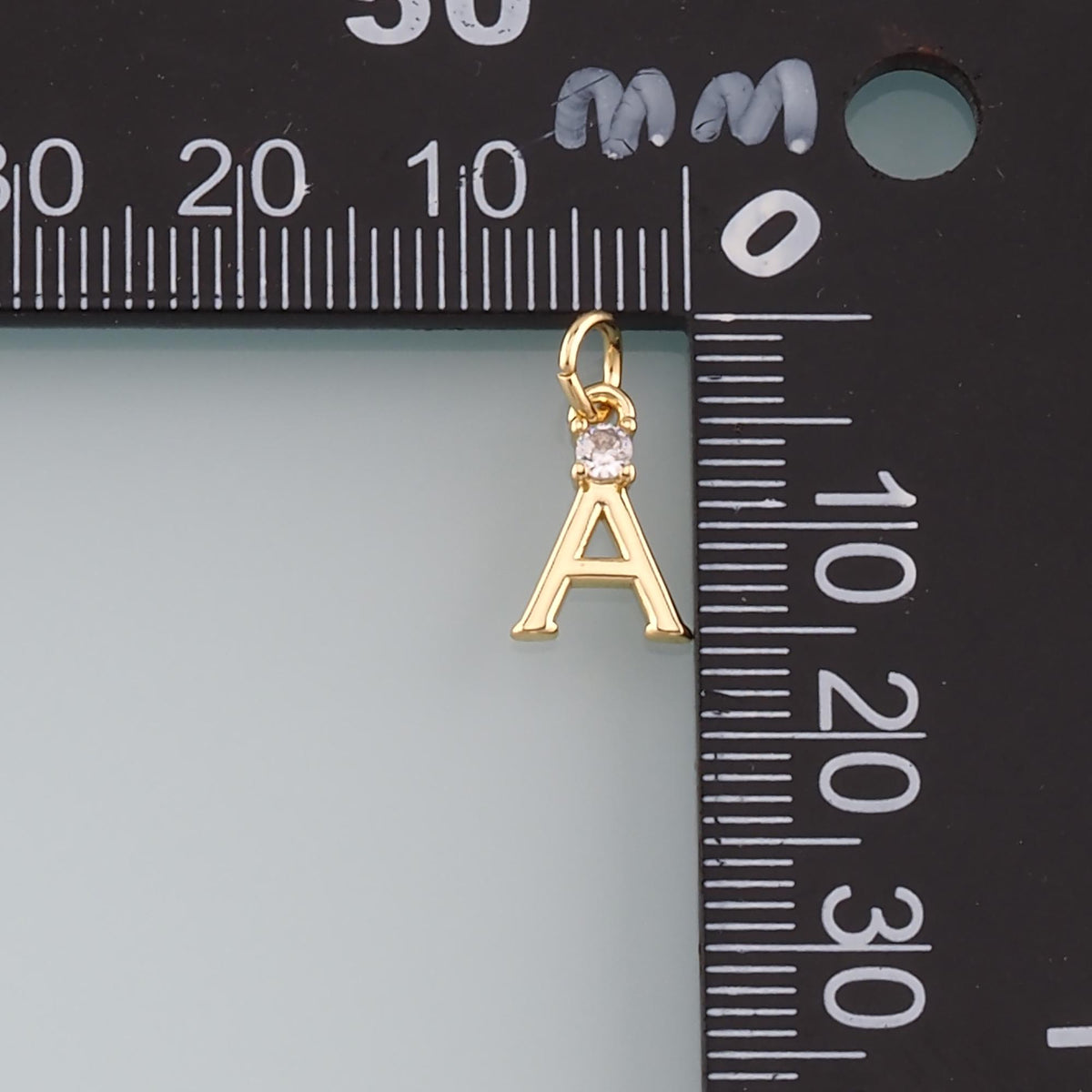 18K Gold Filled Cubic Zirconia Letter Charm Pendant for Jewelry Making