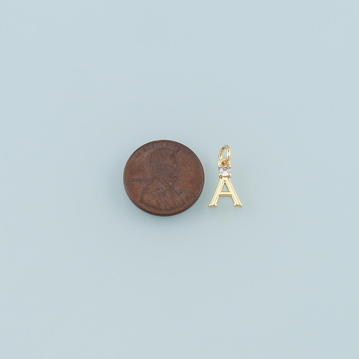 18K Gold Filled Cubic Zirconia Letter Charm Pendant for Jewelry Making