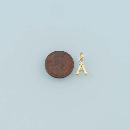 18K Gold Filled Cubic Zirconia Letter Charm Pendant for Jewelry Making