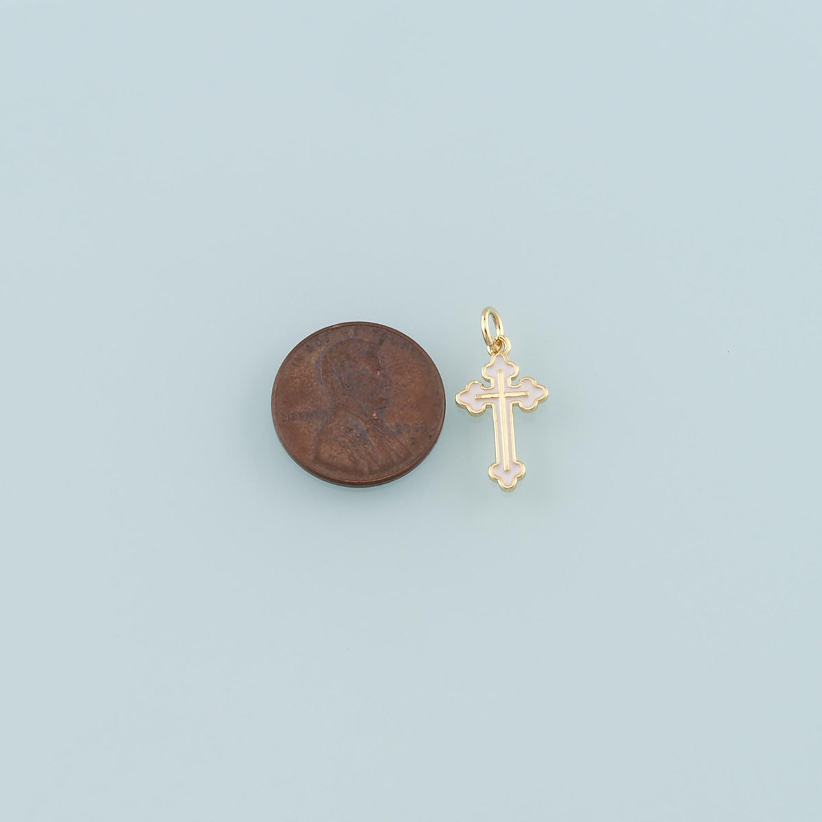 Gold Cross Charms,18K Gold Filled Cross Pendant,Enamel Religion Charm Bracelet Necklace for DIY Jewelry Making Supply
