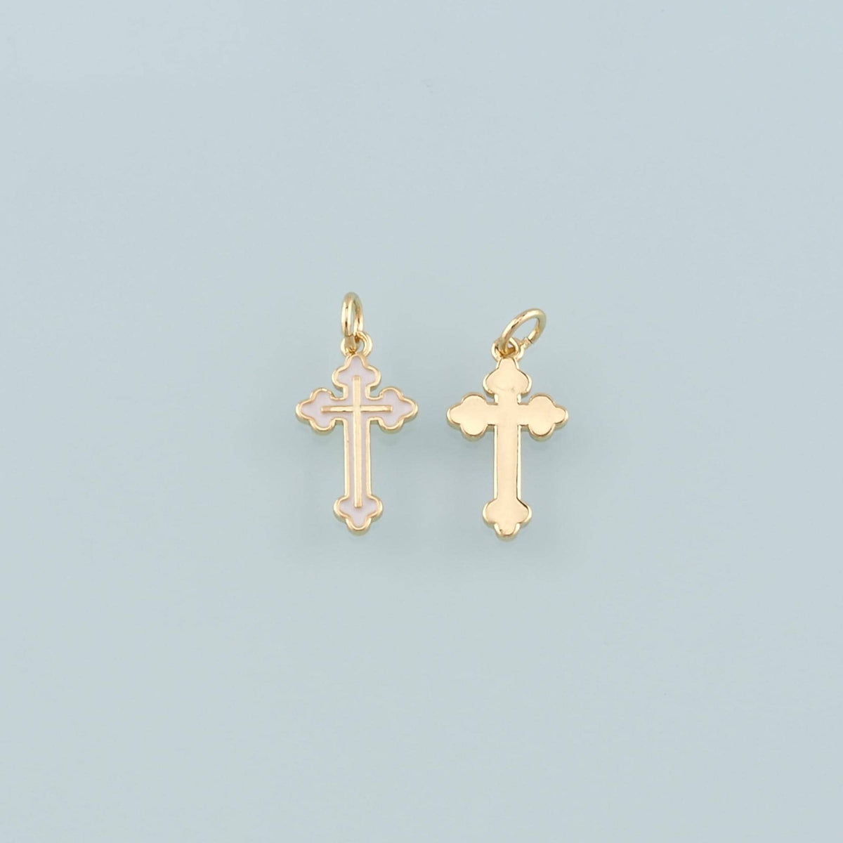 Gold Cross Charms,18K Gold Filled Cross Pendant,Enamel Religion Charm Bracelet Necklace for DIY Jewelry Making Supply
