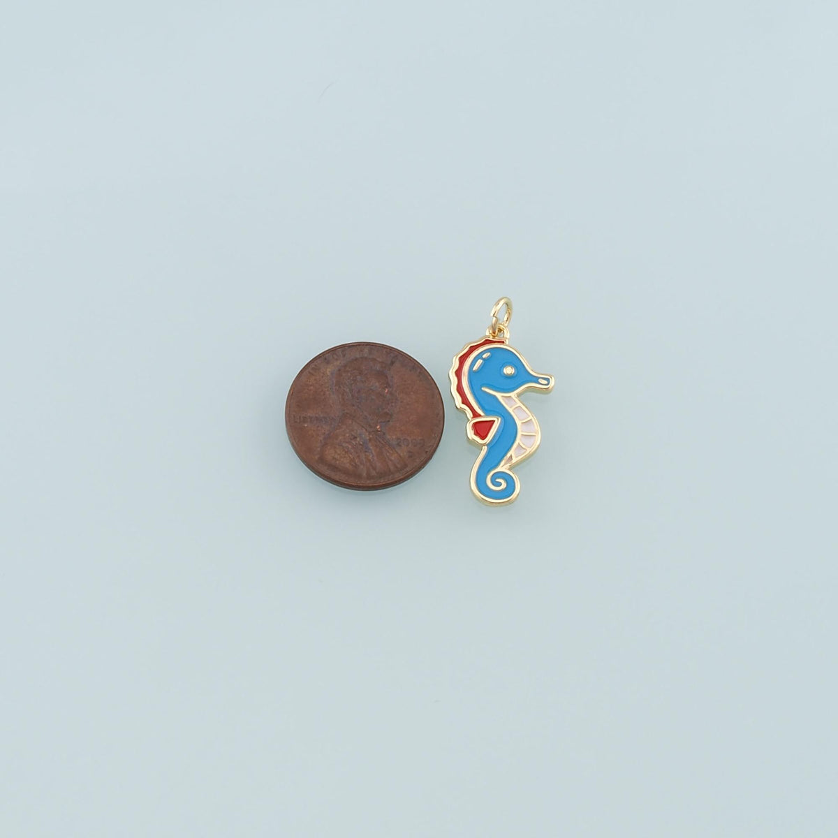 Gold Sea Animals Charm,18K Gold Filled Seahorse Pendant,Enamel Seahorse Charm Bracelet Necklace for DIY Jewelry Making Supply