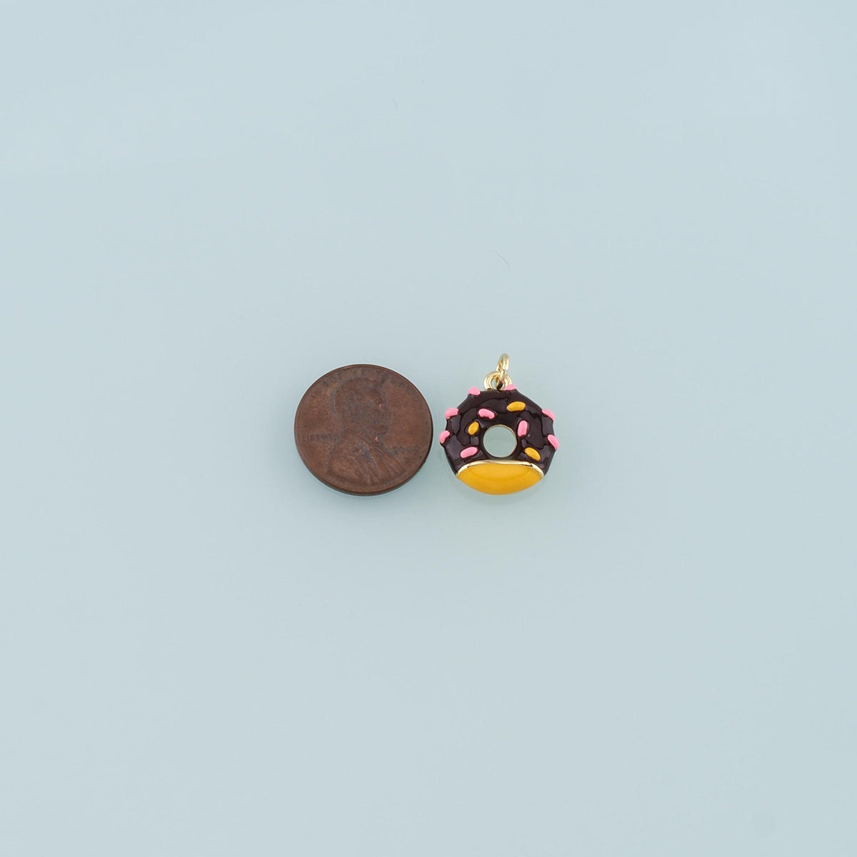 Gold Dessert Charm,18K Gold Filled Donut Pendant,Enamel Donut Charm Bracelet Necklace for DIY Jewelry Making Supply