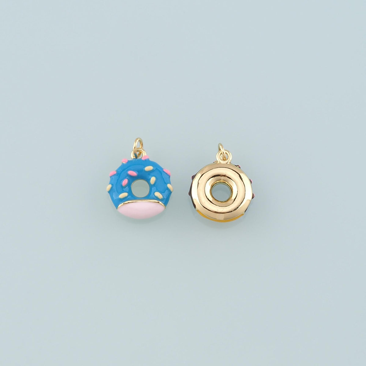 Gold Dessert Charm,18K Gold Filled Donut Pendant,Enamel Donut Charm Bracelet Necklace for DIY Jewelry Making Supply