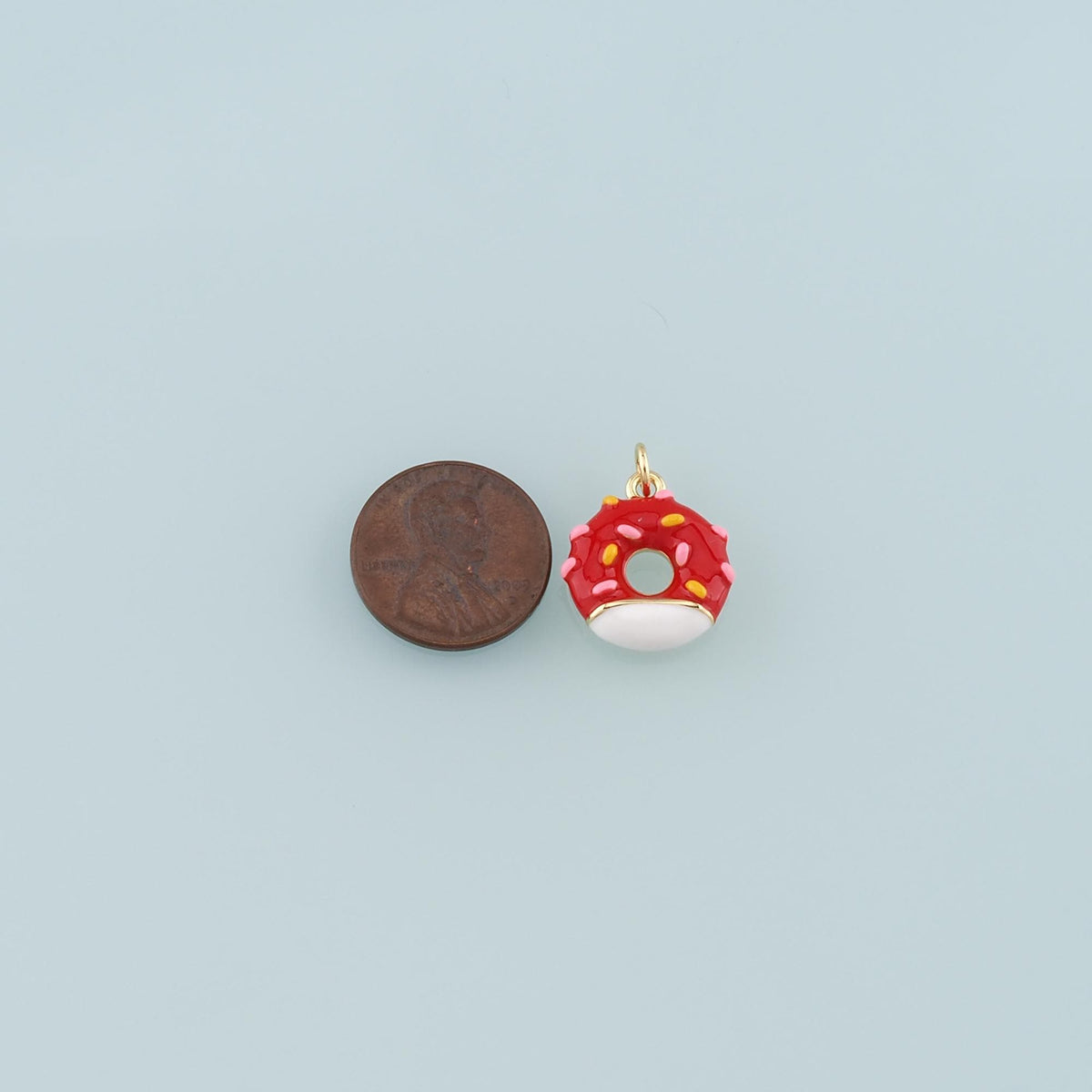 Gold Dessert Charm,18K Gold Filled Donut Pendant,Enamel Donut Charm Bracelet Necklace for DIY Jewelry Making Supply