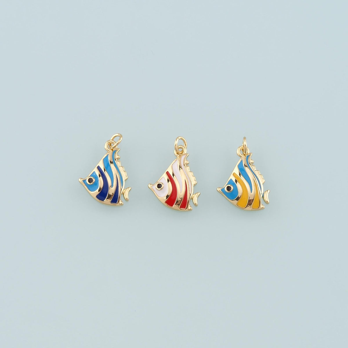 Gold Fish Charms,18K Gold Filled Fish Pendant,Enamel Ocean Charm Bracelet Necklace for DIY Jewelry Making Supply