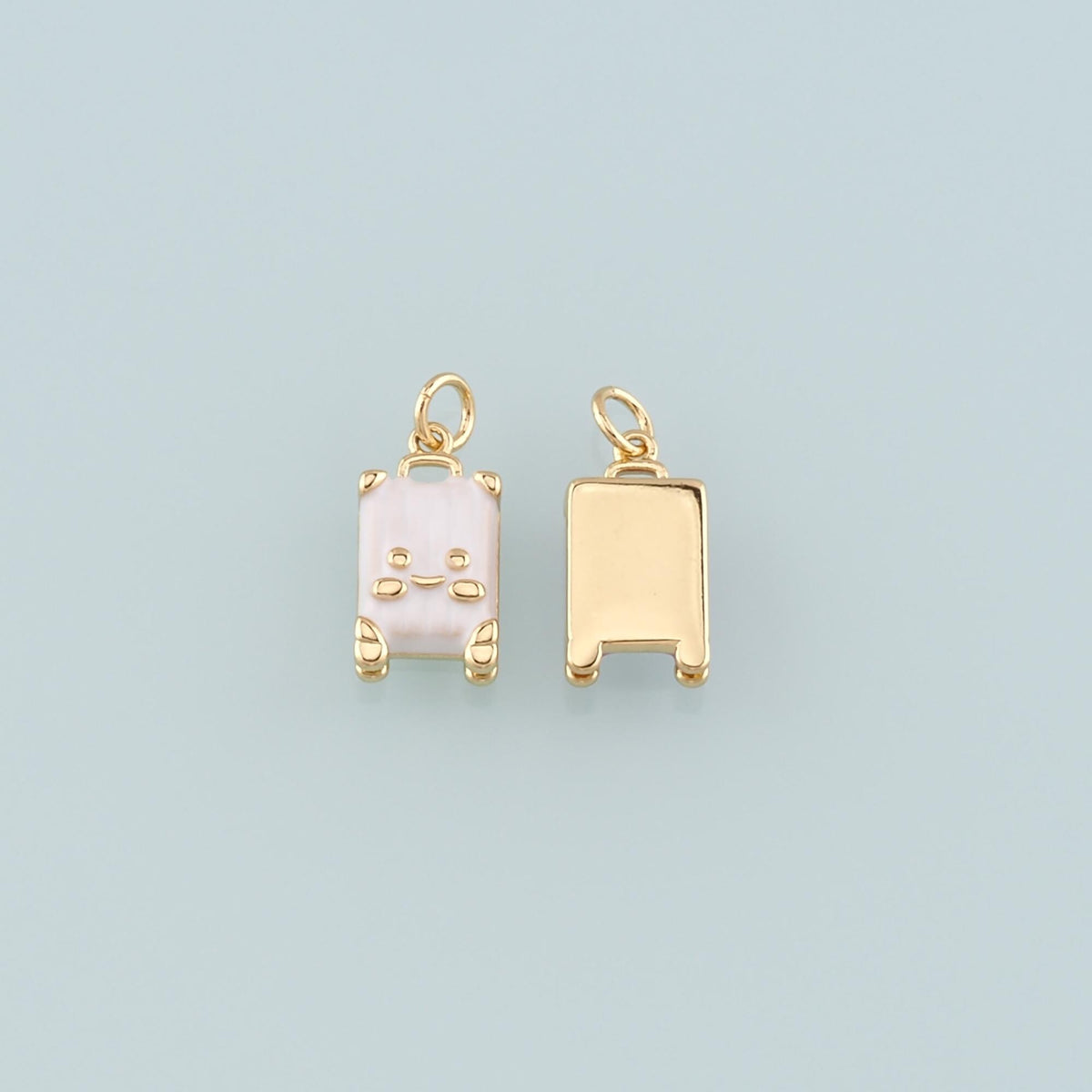 Gold Travel Charms,18K Gold Filled Suitcase Pendant,Enamel Suitcase Charm Bracelet Necklace for DIY Jewelry Making Supply
