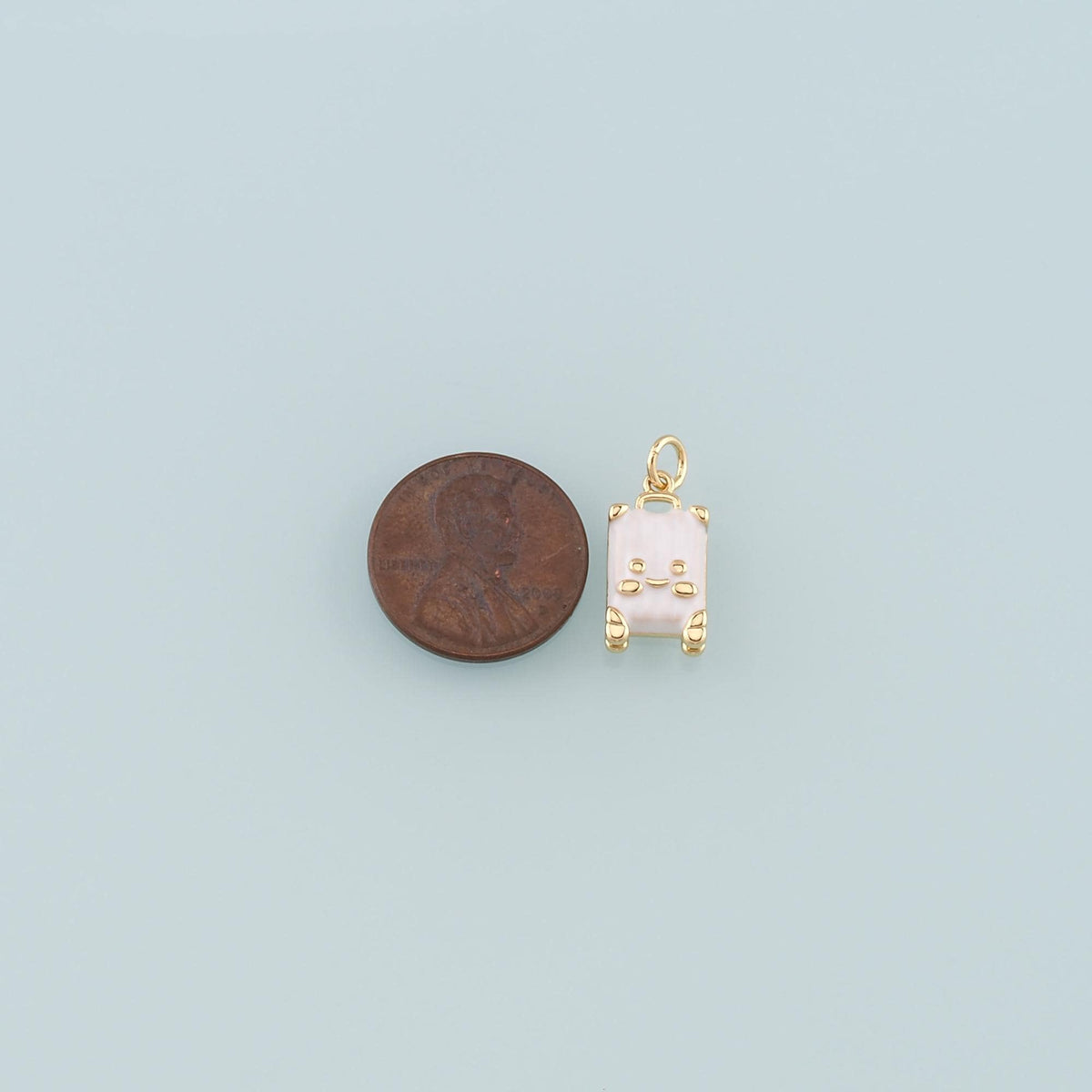 Gold Travel Charms,18K Gold Filled Suitcase Pendant,Enamel Suitcase Charm Bracelet Necklace for DIY Jewelry Making Supply