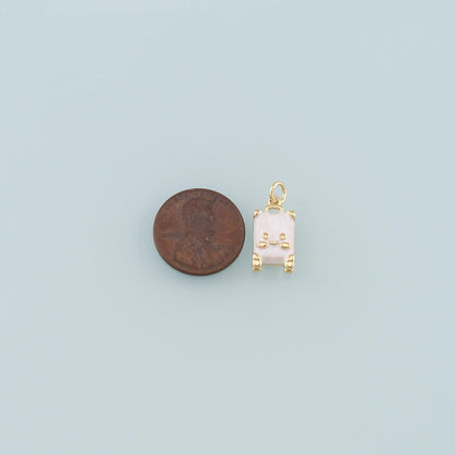 Gold Travel Charms,18K Gold Filled Suitcase Pendant,Enamel Suitcase Charm Bracelet Necklace for DIY Jewelry Making Supply