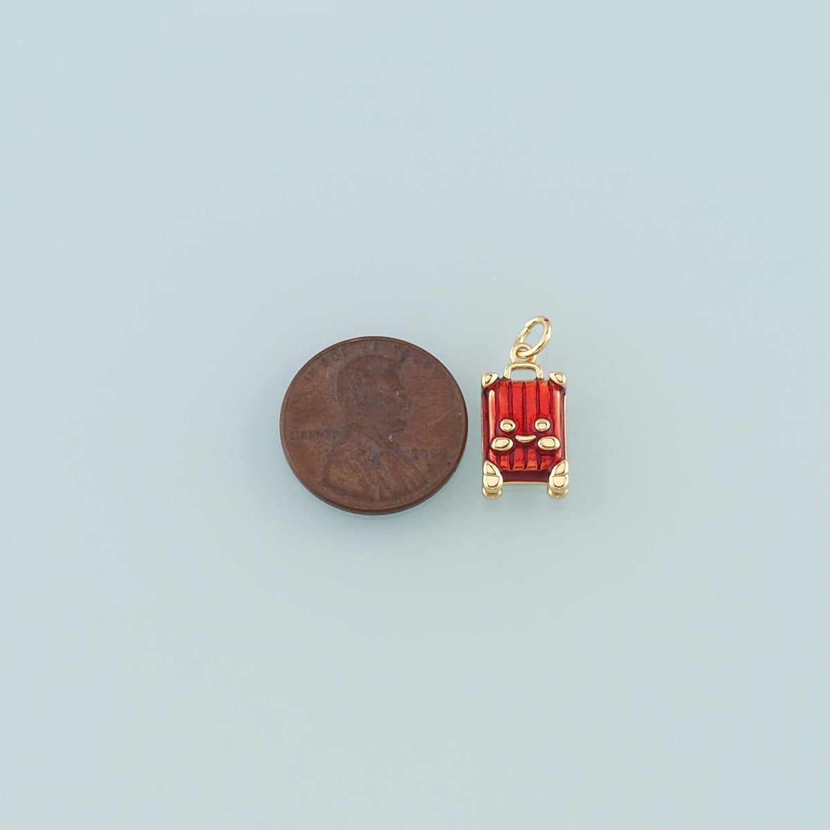 Gold Travel Charms,18K Gold Filled Suitcase Pendant,Enamel Suitcase Charm Bracelet Necklace for DIY Jewelry Making Supply
