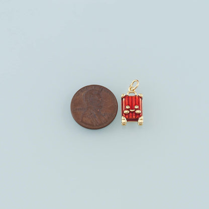 Gold Travel Charms,18K Gold Filled Suitcase Pendant,Enamel Suitcase Charm Bracelet Necklace for DIY Jewelry Making Supply