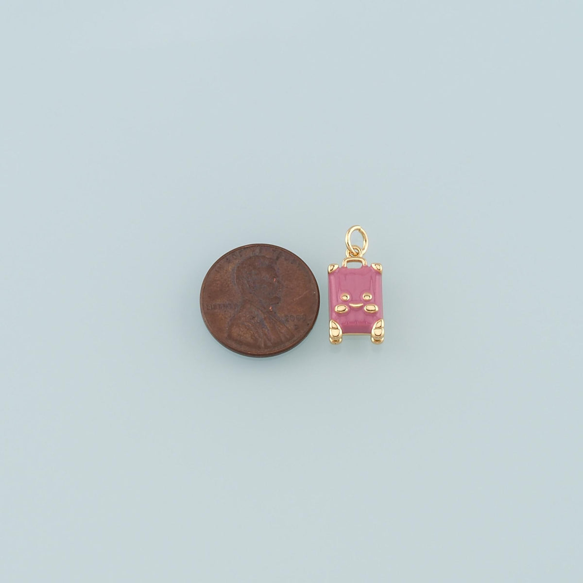 Gold Travel Charms,18K Gold Filled Suitcase Pendant,Enamel Suitcase Charm Bracelet Necklace for DIY Jewelry Making Supply