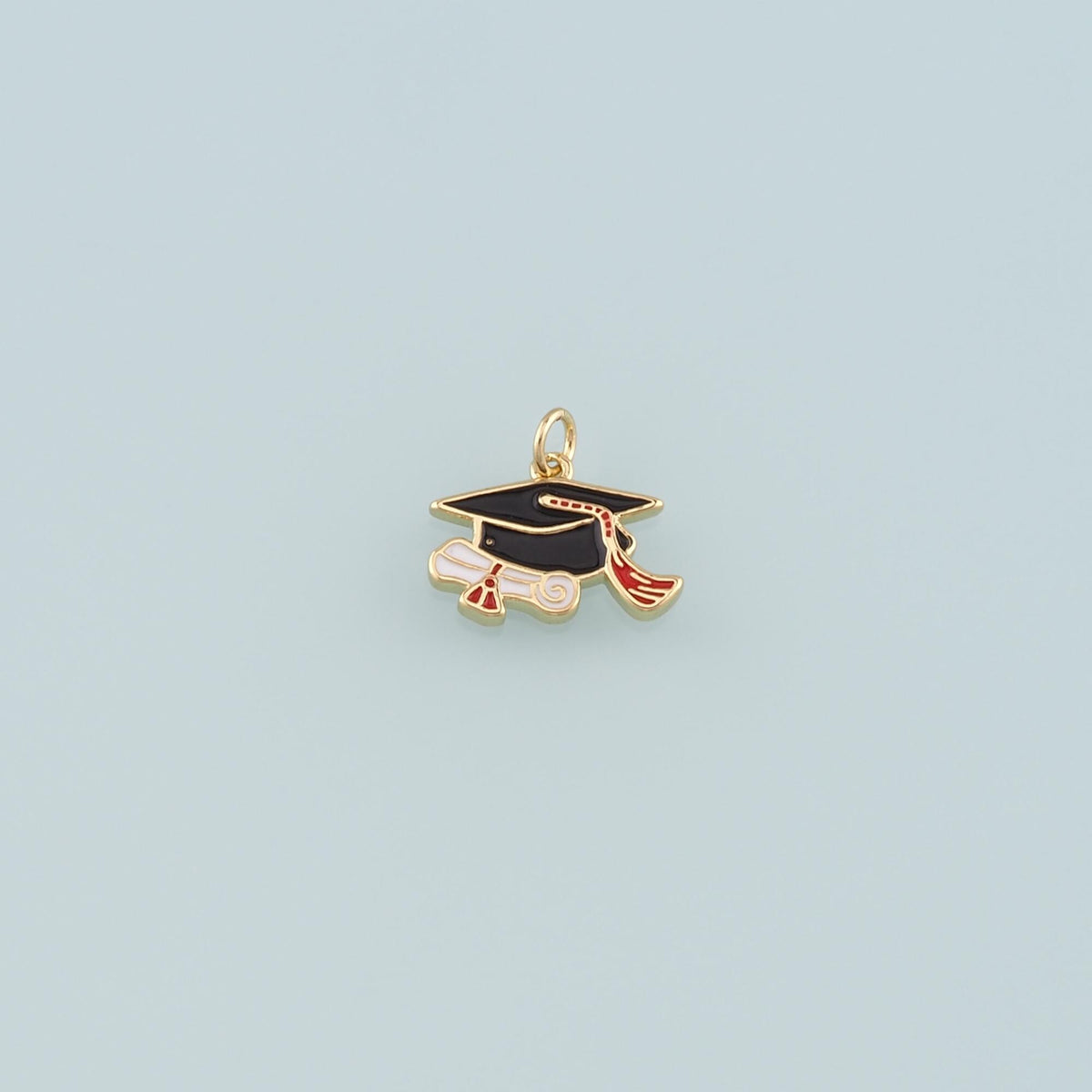 18K Gold Filled Bachelor Cap Pendant,Enamel Graduation Charm Bracelet Necklace for DIY Jewelry Making Supply