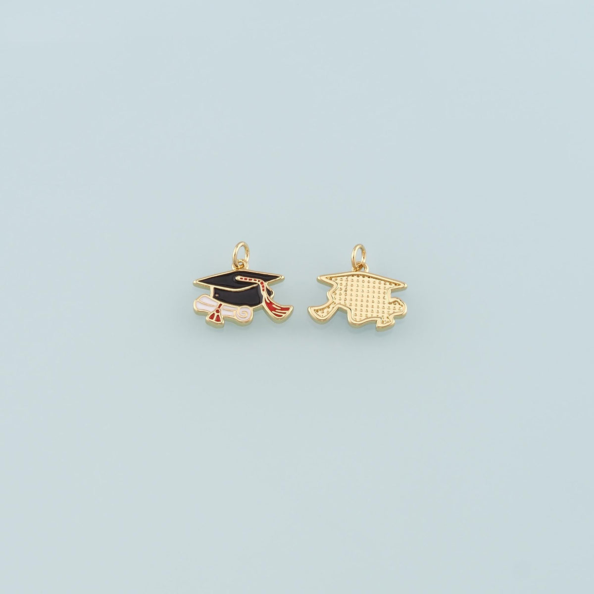 18K Gold Filled Bachelor Cap Pendant,Enamel Graduation Charm Bracelet Necklace for DIY Jewelry Making Supply